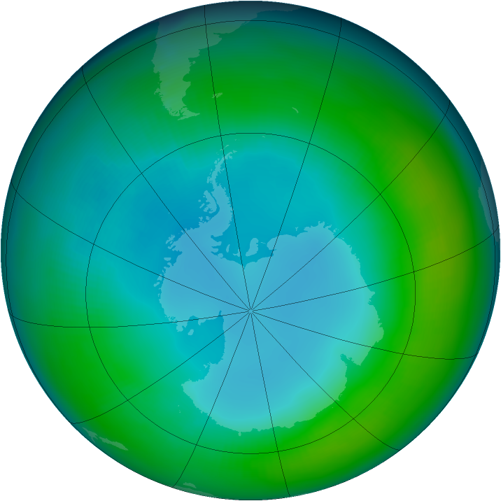 Antarctic ozone map for May 1984